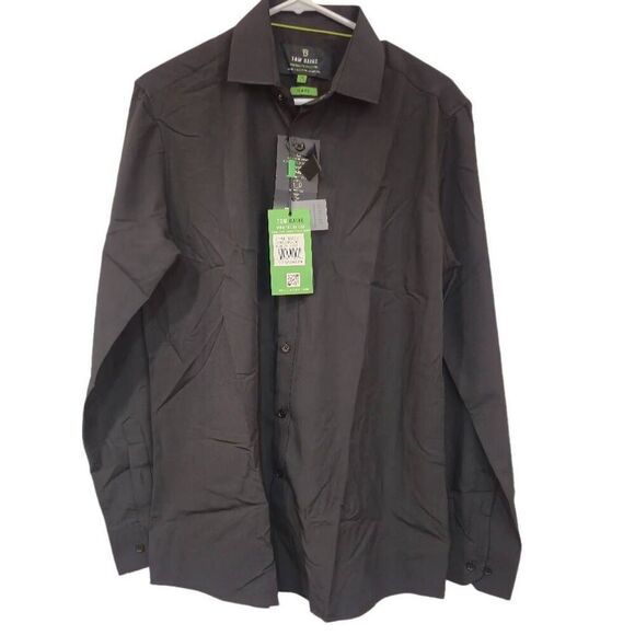 Tom Baine Men's Black Poly/Spandex Slim Fit Performance Stretch Button Down Shir - Picture 6 of 16